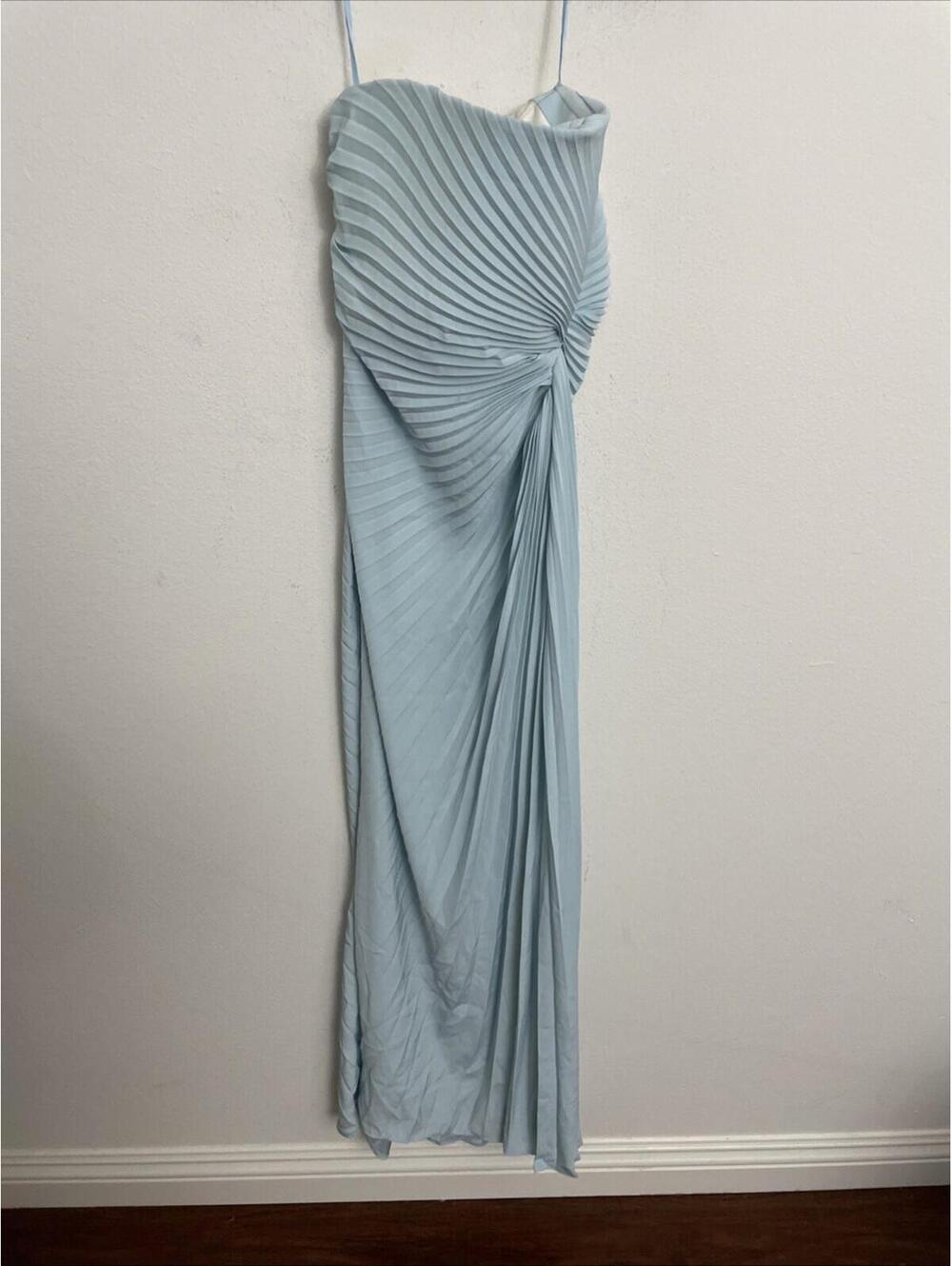 A.L.C. Ice Blue Layla Strapless Gown Pleated Maxi Dress Size 0 $695msrp - Picture 6 of 8